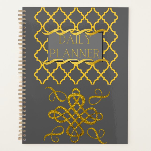 Planificador elegante de negocios Black gold Daily (Anverso)