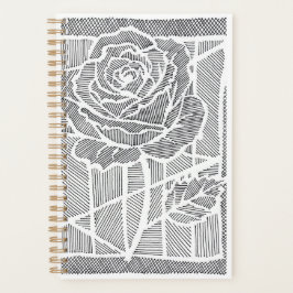 Planificador en espiral de rosa de arte de línea g