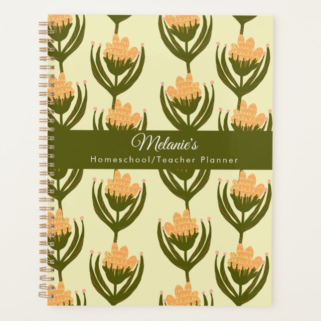 Planificador Escolar Vintage Floral para Maestros  (Anverso)
