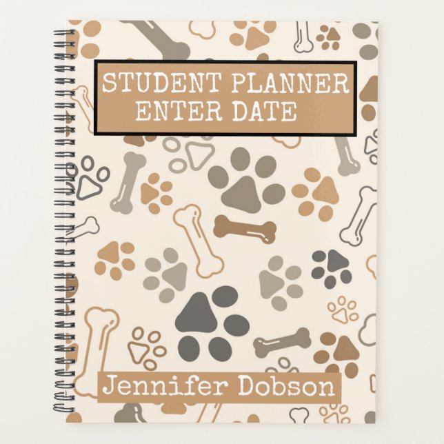 Planificador estudiantil con huesos y patas de per (Anverso)