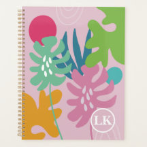Planificador femenino floral tropical moderno rosa