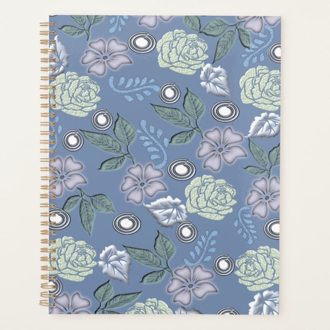 Planificador Floral Azul (Anverso)