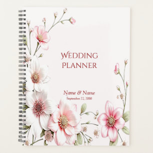 Planificador floral blanco rosa elegante