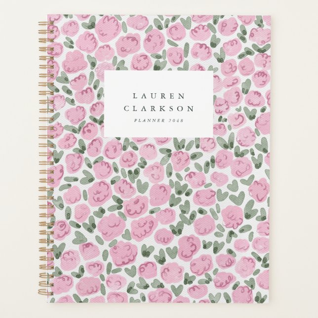 Planificador floral de acuarela rosa (Anverso)