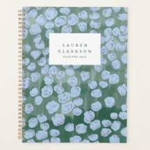 Planificador floral de acuarela verde y azul