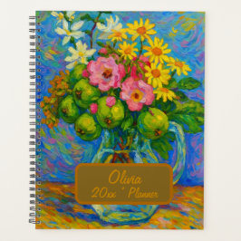 Planificador floral de nombre personalizado