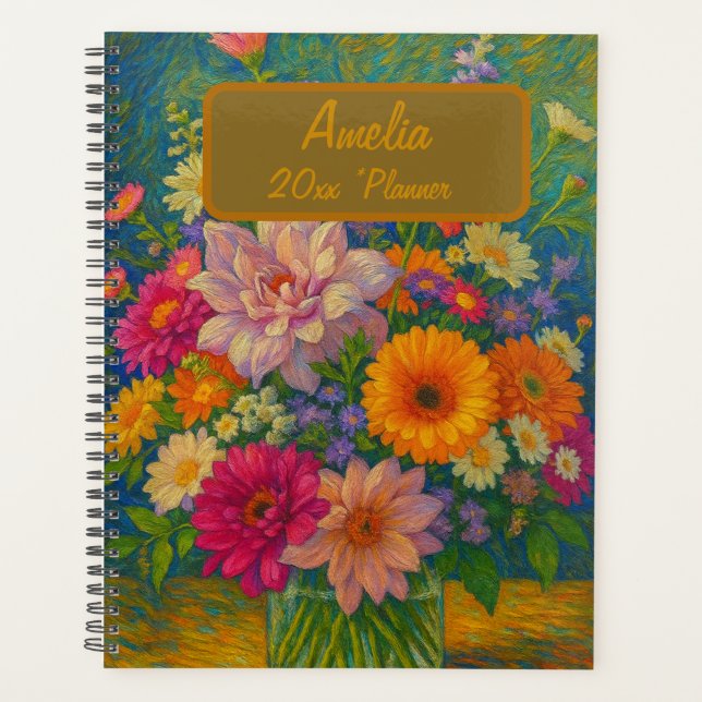 Planificador floral de nombre personalizado (Anverso)