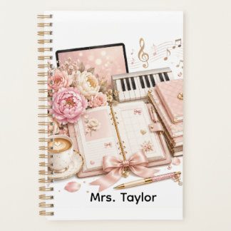 Planificador floral de piano acogedor editable