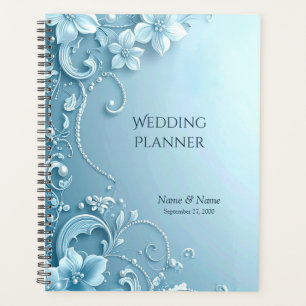 Planificador Floral Decorativo Azul