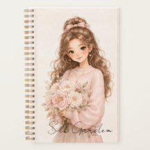 Planificador floral editable de seda rosada