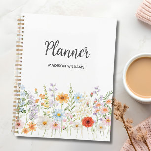Planificador Floral Elegante de Acuarela de Flor S