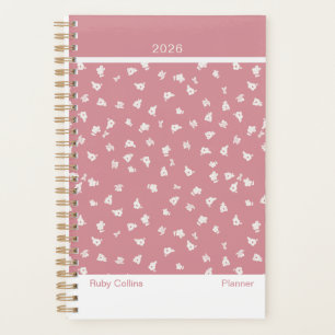 Planificador floral minimalista femenino rosa polv