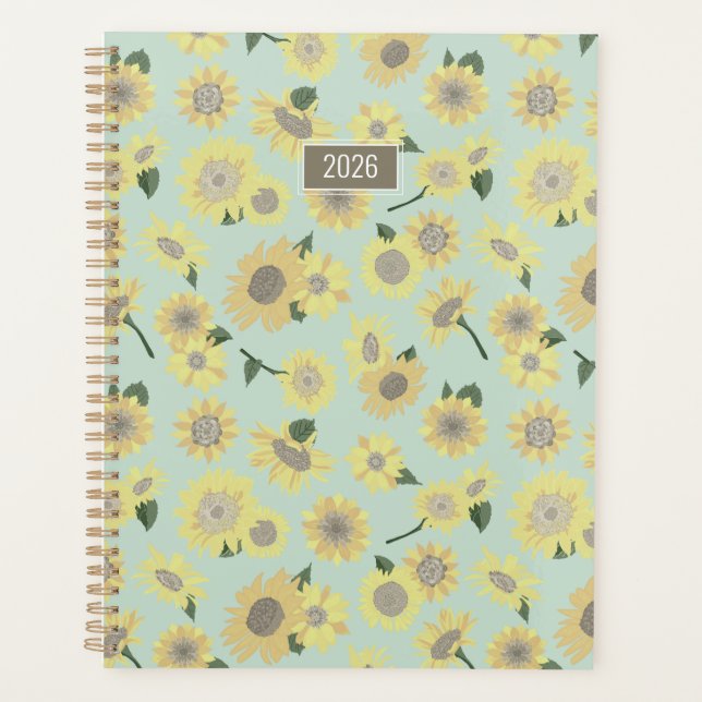 Planificador girasol amarillo naranja floral (Anverso)
