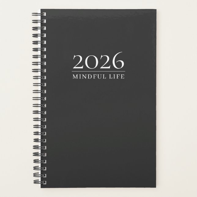 Planificador Gris Carbón 2026 | Iniciales Personal (Anverso)
