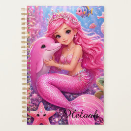 Planificador mágico de sirena rosa de la princesa 