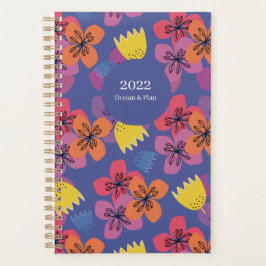 Planificador mensual personalizado 2027 flores azu