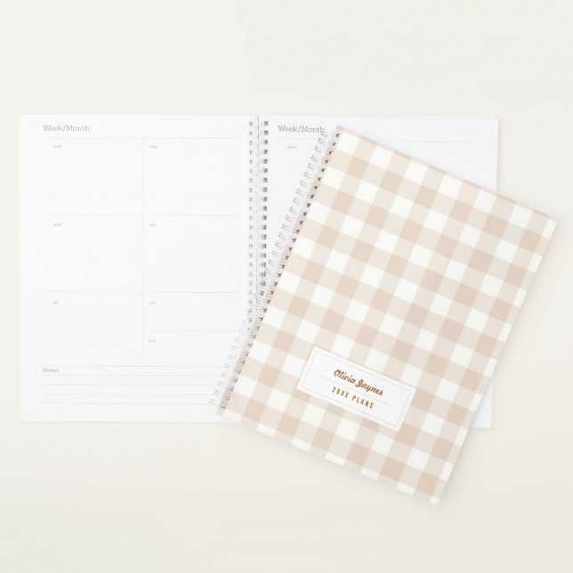 Planificador mensual personalizado de gingham boho (Demostración)