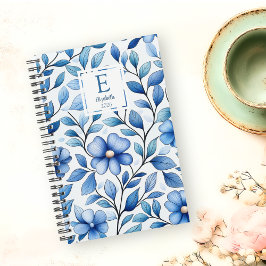 Planificador mensual y semanal floral azul persona