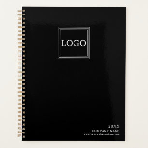 Planificador minimalista de logotipos en blanco y 