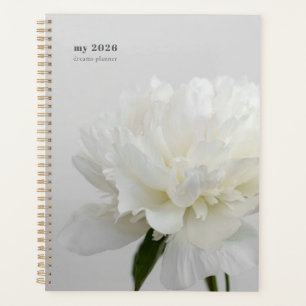 Planificador minimalista de peonía blanca