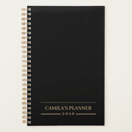 Planificador Minimalista de Terciopelo Negro Perso