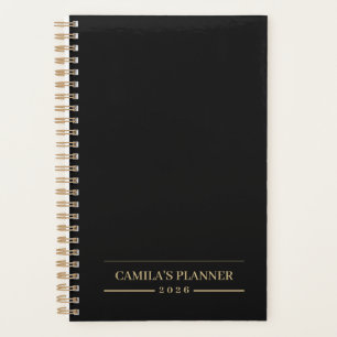 Planificador Minimalista de Terciopelo Negro Perso