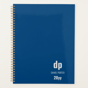 Planificador Minimalista Moderno Azul con Monogram