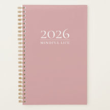 Planificador Mínimo Rosa Polvo | Año Personalizado