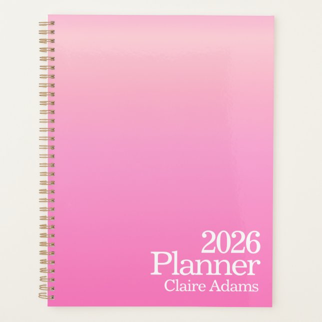 Planificador moderno con ombre rosa intenso (Anverso)