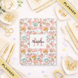 Planificador Monograma Té y Gatos Bibliófilos Rosa