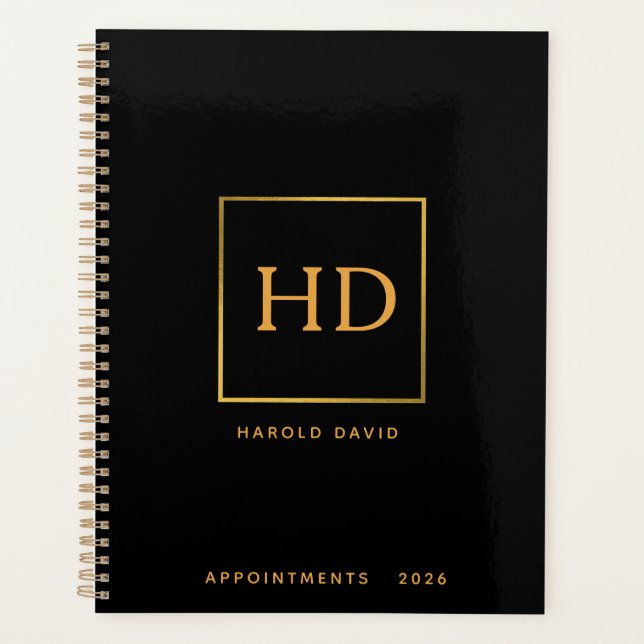 Planificador Negro Profesional Personalizado (Anverso)