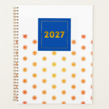 Planificador Orange Sunburst Dot 2027 Etiqueta Azu