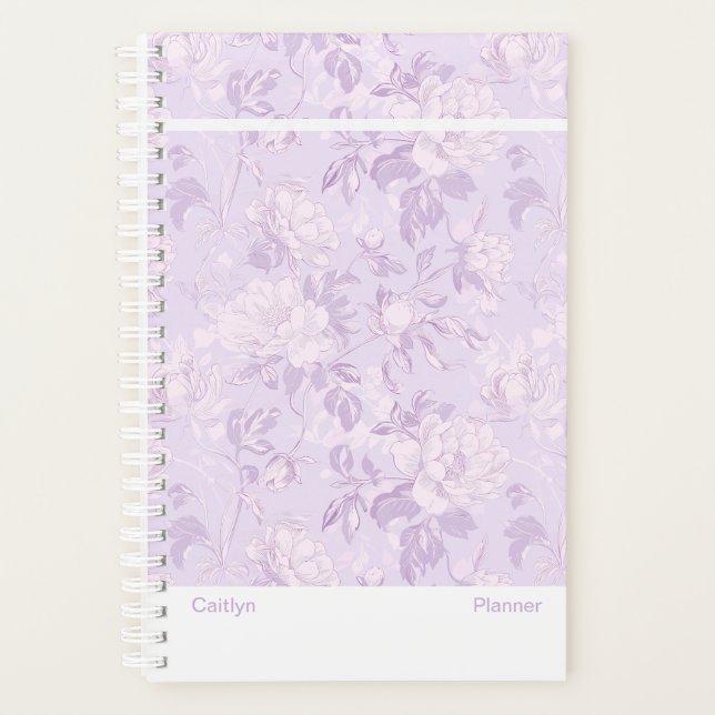 Planificador Pequeño Floral Morado Pastel (Anverso)