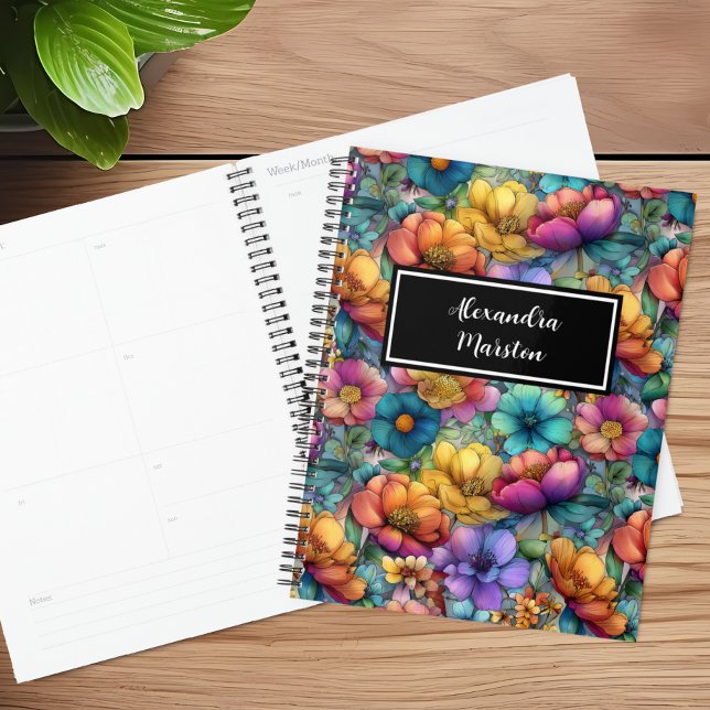 Planificador Personalizable Arcoíris de Flor Silve (Subido por el creador)