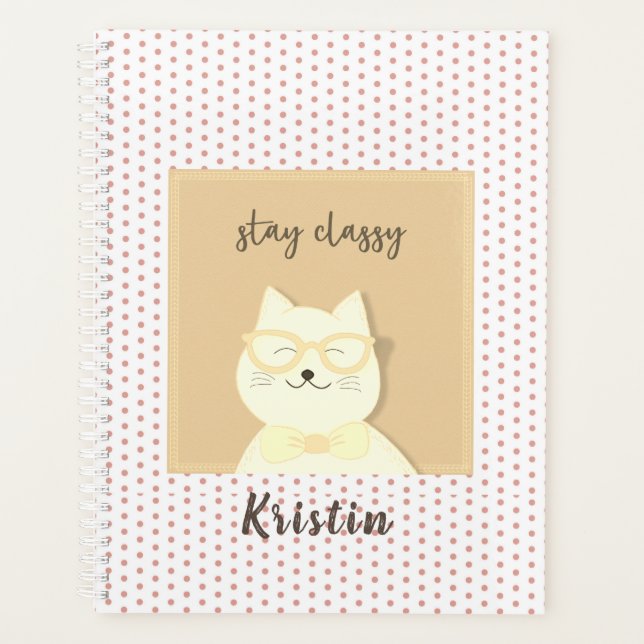 Planificador Personalizable Gato Sonriente con 'Ma (Anverso)