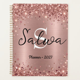 Planificador personalizado con brillo de oro rosa 