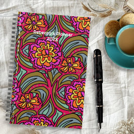Planificador personalizado con patrón floral moder