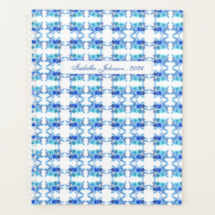 Planificador Personalizado de Acuarela Floral Azul