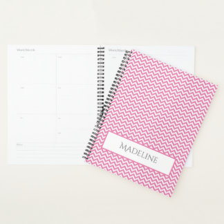 Planificador personalizado de cheurón simple rosa