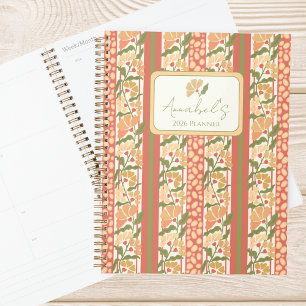 Planificador Personalizado de Flores a Rayas Cotta