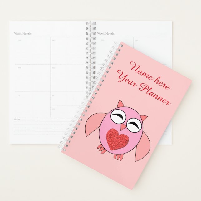 Planificador Personalizado de Lechuza de Amor Rosa (Demostración)
