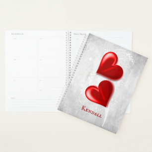 Planificador personalizado de los corazones rojos