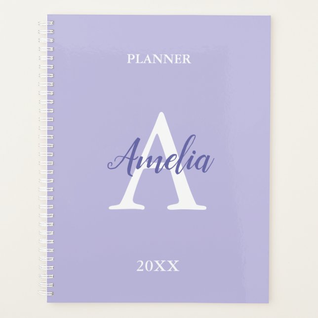 Planificador Personalizado de Monograma Lavanda Pú (Anverso)