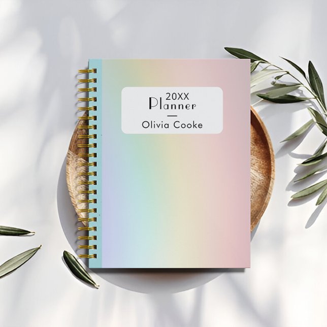 Planificador personalizado del arcoiris con nombre (Rainbow Personalized Planner With Custom Name)