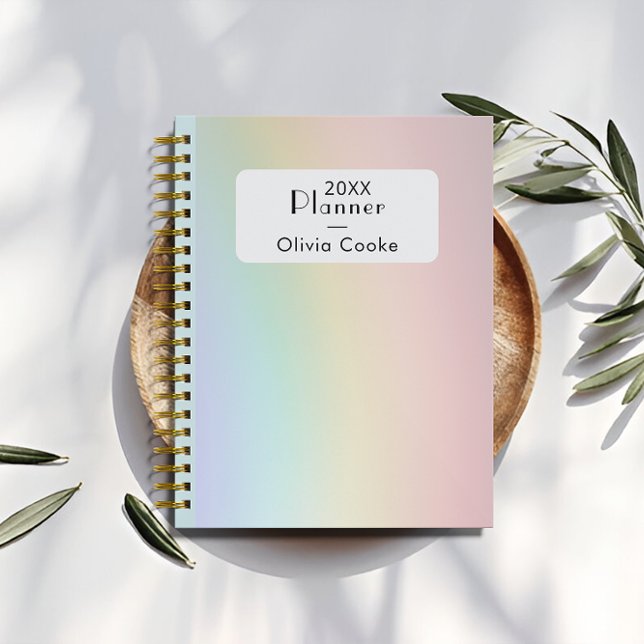 Planificador personalizado del arcoiris con nombre (Rainbow Personalized Planner With Custom Name)