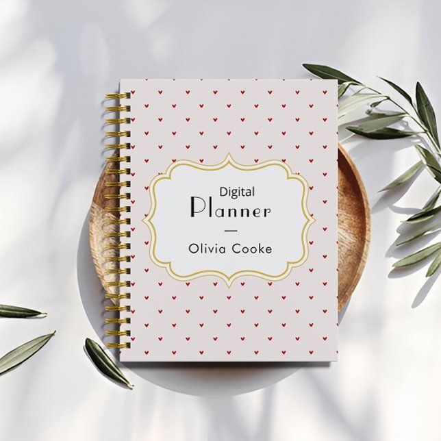 Planificador personalizado del corazón rojo con no (Red Heart Personalized Planner With Custom Name)