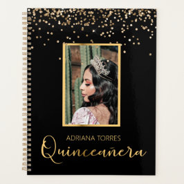 Planificador Quinceanera Black Gold Photo Notebook