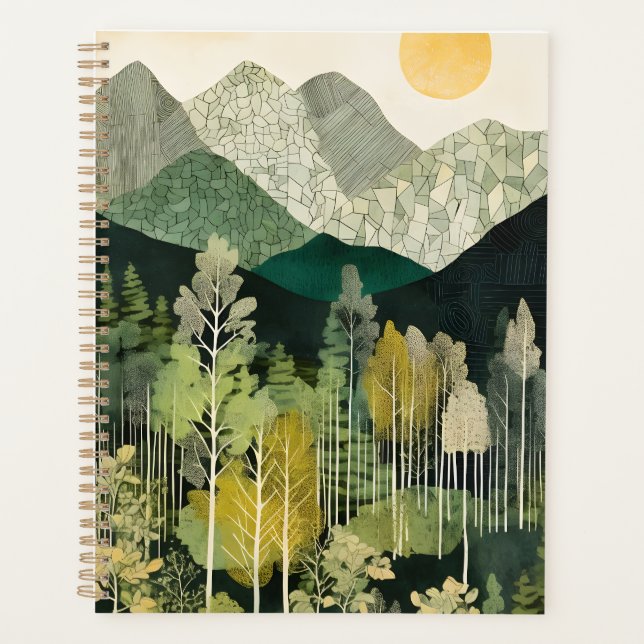 Planificador Rústico de Escena de Montaña (Anverso)