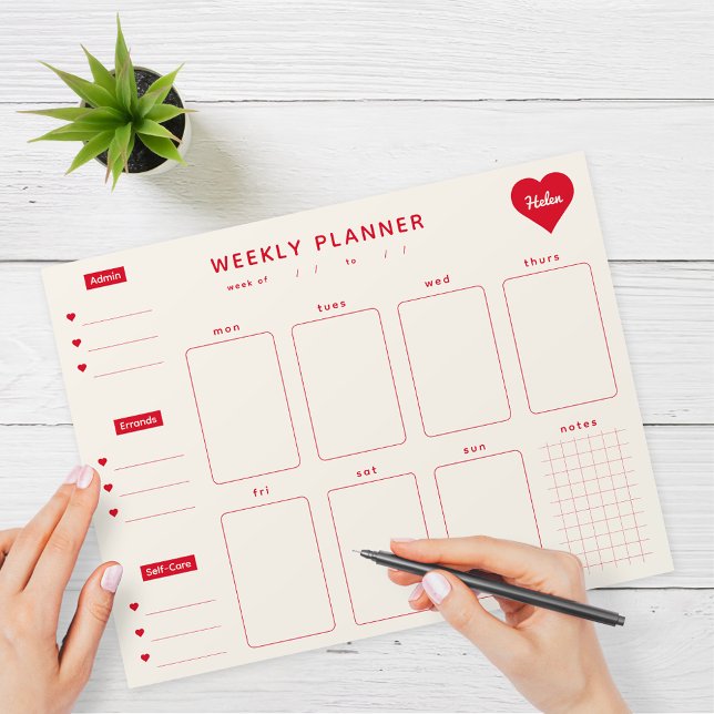 Planificador Semanal Cuaderno de Corazones Rojos c (Subido por el creador)