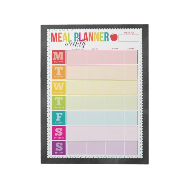 Planificador Semanal de Comidas Colorido Cuaderno  (Lado Izquierdo)